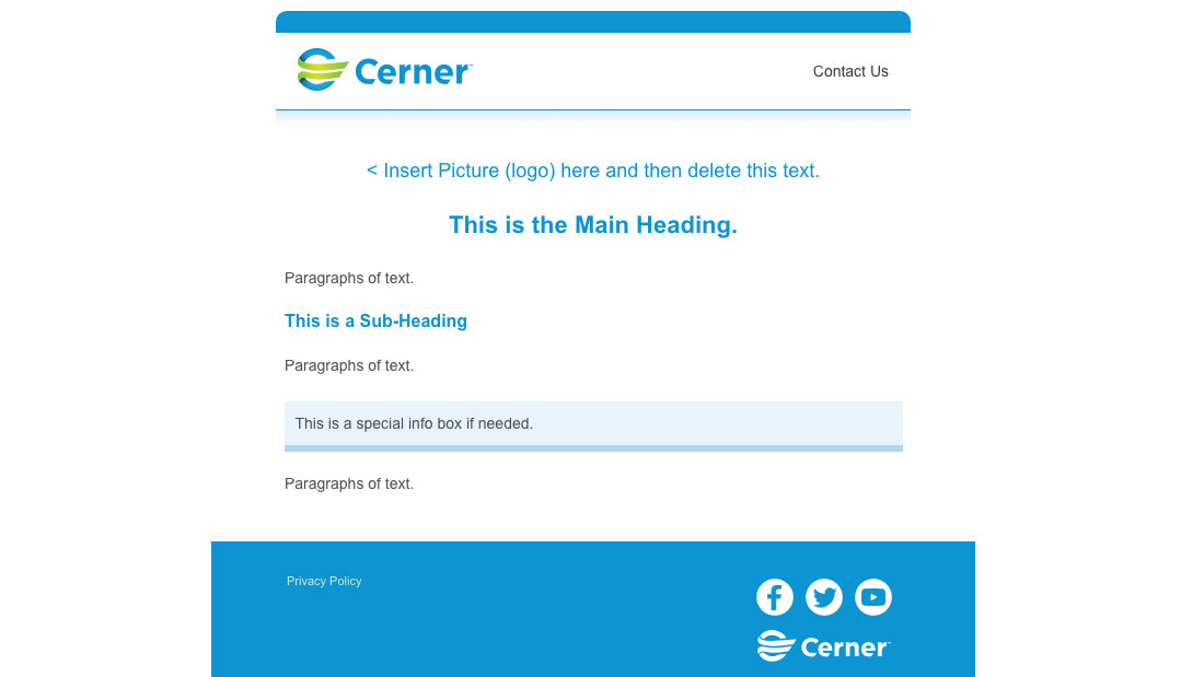 Cerner HTML Email Template Feature